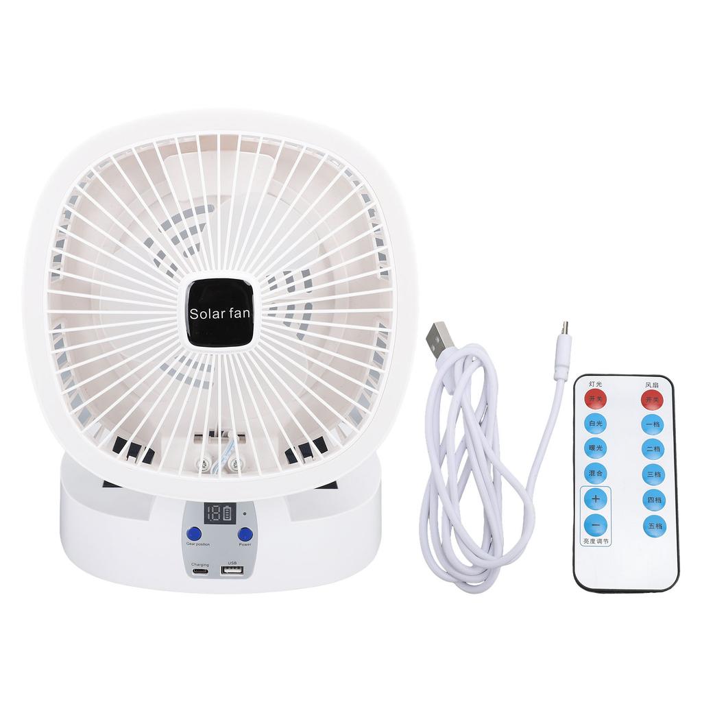Foldable Desk Fan with Solar Panel Rechargeable Battery Operated Portable LED Night Light Standing