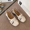 Fashion French Vintage Woven Cutout Square Toe T-Buckle Over-Wear Bag-Toe Roman Sandals
