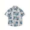 Summer 3D Printed Short Sleeve Flower Shirt Men'S Vintage Hawaiian Beach Casual Loose Men'S Large Size Shirt
