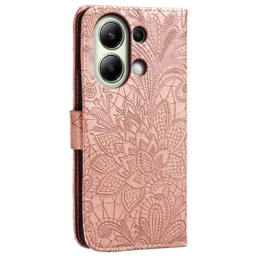 For Xiaomi Redmi Note 13 4G Case Lace Flowers PU Leather Flip Wallet Phone Cover