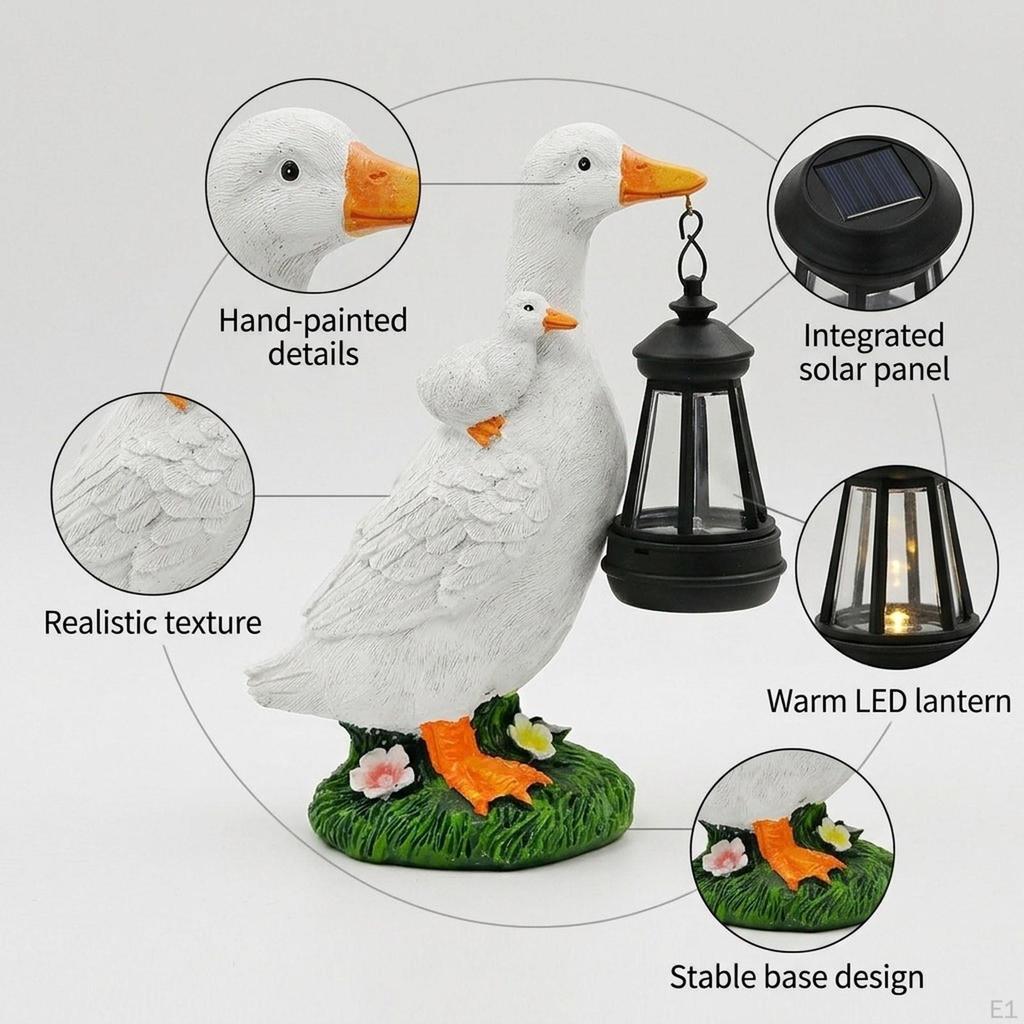 Garden Statue Figurine Lights with Solar Lantern Home Decor Crafts Cute for Balcony