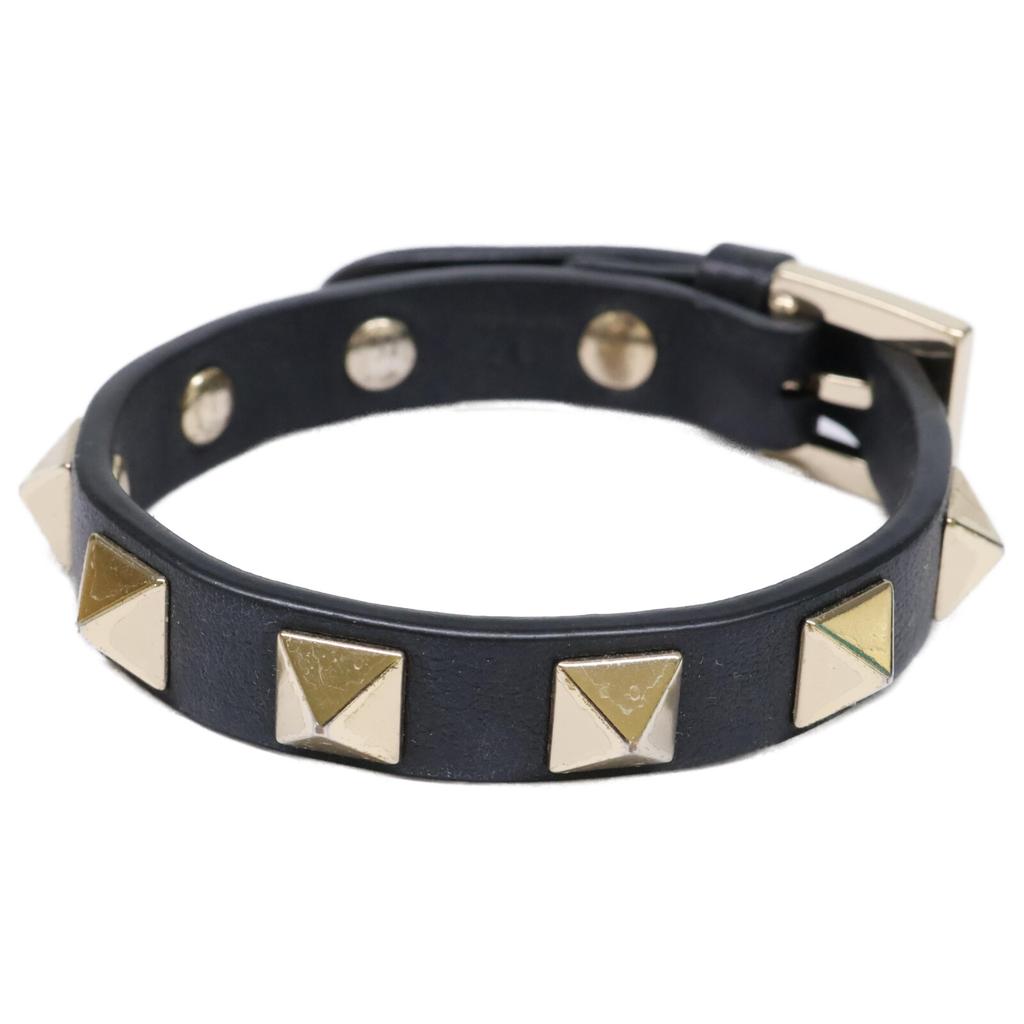 Valentino Garavani Rock Studs Leather Bracelet Black / goldUsed