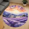 1pc Lavender Field Sunset Round Chair Mat Office Area Rug - Non-Slip, Floor Mat for Office, Bedroom, Ideal Home Decor Gift P0105117