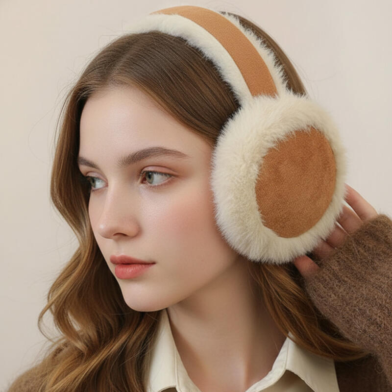 

Mielle Mink Fur Earmuffs Winter Women s Foldable Earmuffs K257 beige