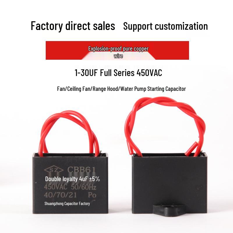 CBB61 Ceiling Fan Start Capacitor 450V (1.2-6 µF) for Fans and Range Hoods