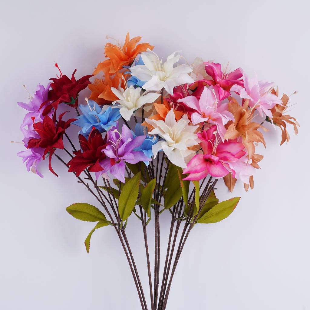 2PCS 3 Heads Lily Artificial Flowers Real Touch Fake Flower for Wedding Home Party Table Centerpieces