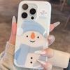 INS Style Autumn Winter Cartoon Snowman Phone Case For iPhone 17 Air 16 15 14 13 12 11 Pro Max Mini 78 Plus Y2K Anti Fall Cover