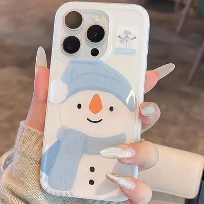 INS Stil Herbst Winter Cartoon Schneemann Handyhülle Für iPhone 17 Air 16 15 14 13 12 11 Pro Max Mini 78 Plus Y2K Anti-Fall-Abdeckung