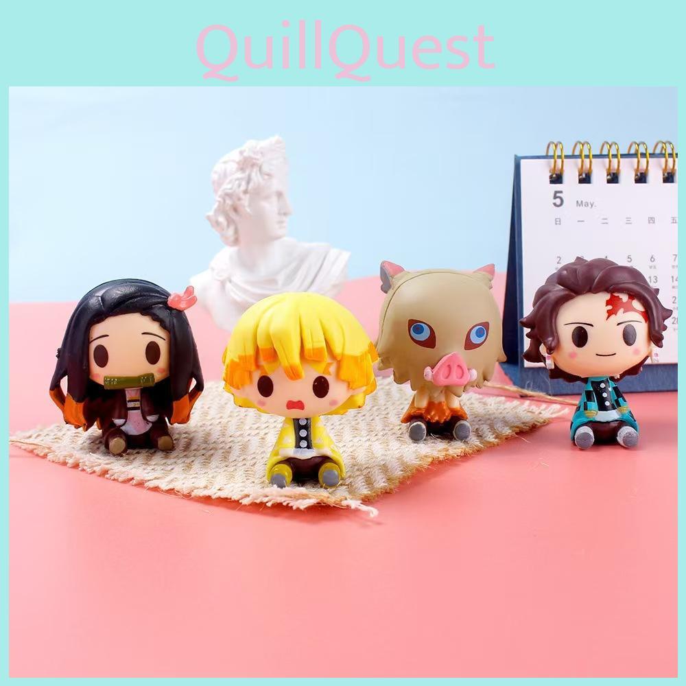 Adorable Cartoon Demon Slayer Tanjiro And Nezuko Pvc Figurines For Cake Decoration