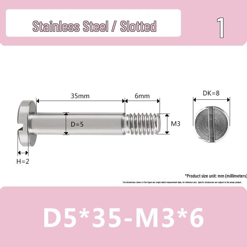 Single-Slot Stainless Steel M3*D4D5 Shoulder Head Bolt with Smooth Shank and Partial Thread