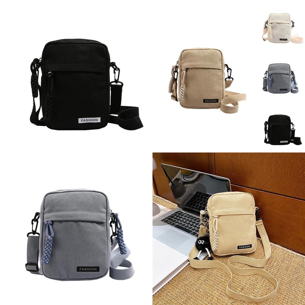 Canvas Crossbody Bag Mini Zipper Purse For Women Streetwear Daily Casual Phone Pocket