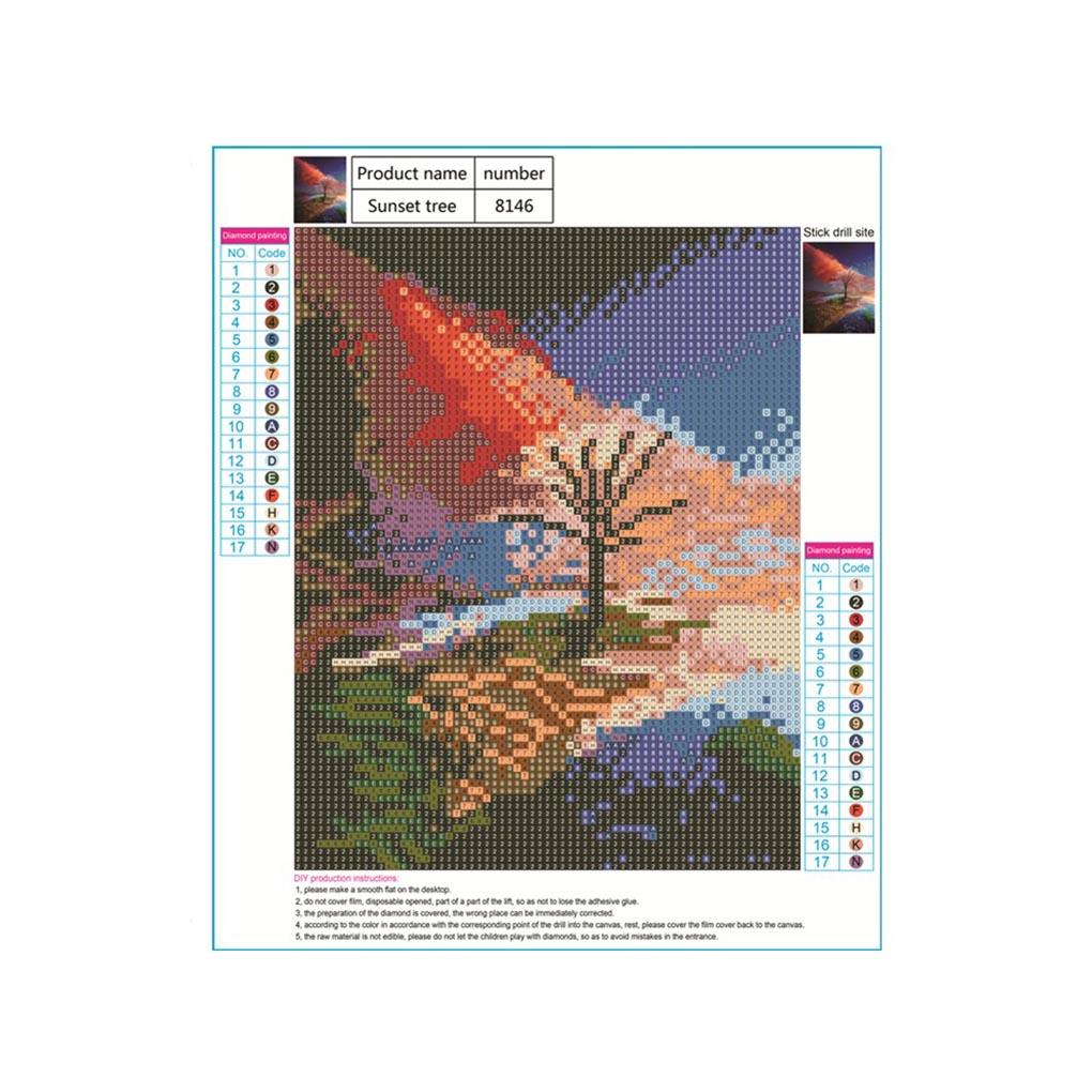Sunset Tree Diamond Painting Set DIY Craft Full Diamond Painting Living Room Home Wall Decoration