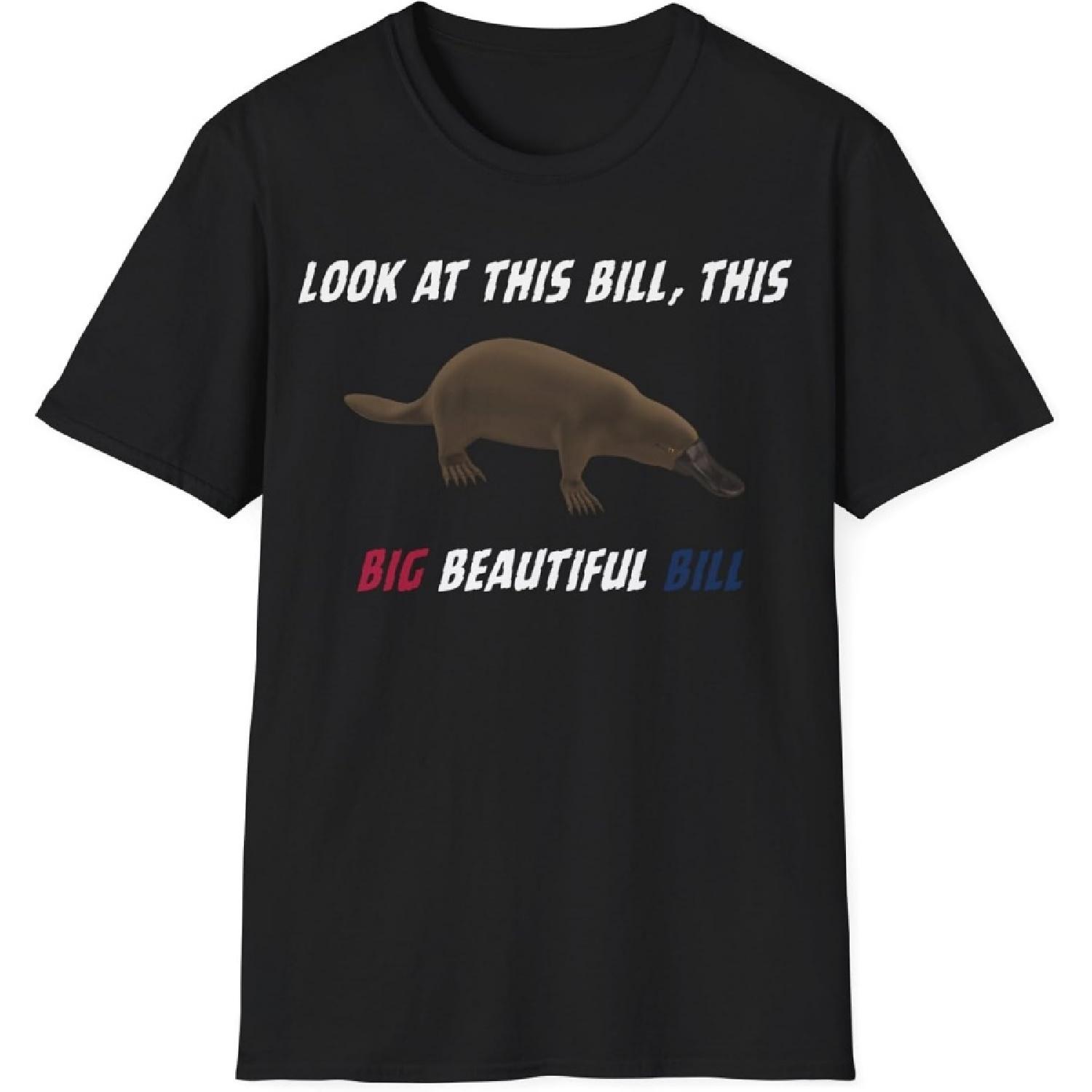 Political Platypus Unisex T-Shirt - Funny Bill Animal Tee, Softstyle Shirt, Humor Graphic Tee, Novelty Gift, Political S