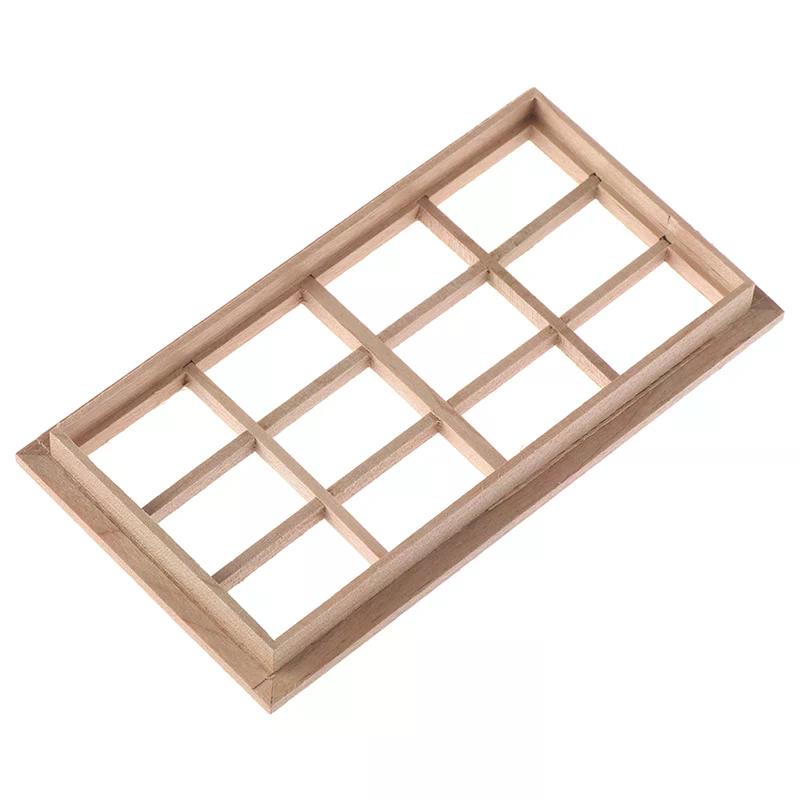 1:12 Dollhouse Miniature Wooden 12-pane Window Frame Model Accessories Toys For Kids Creative Play