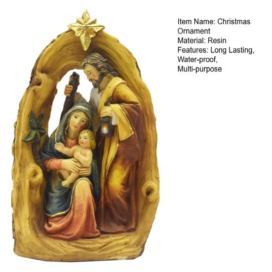 Resin Statue Nativity Scene Christmas Ornament Waterproof UV Resistant Holy Family Sculpture Party Decor