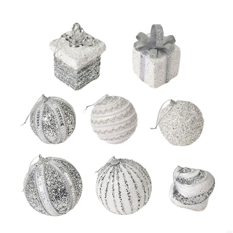 8Pcs Sparkling Christmas Baubles Ball Ornament for Christmas Tree Decorations A0KF