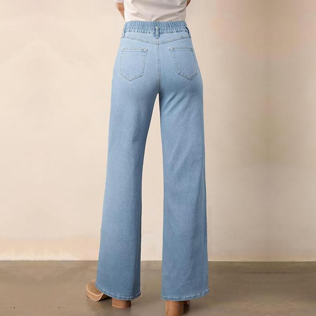 Women's High Waist Wide Leg Jeans Fashion Fall Outfit  Denim Stretch Casual Pants