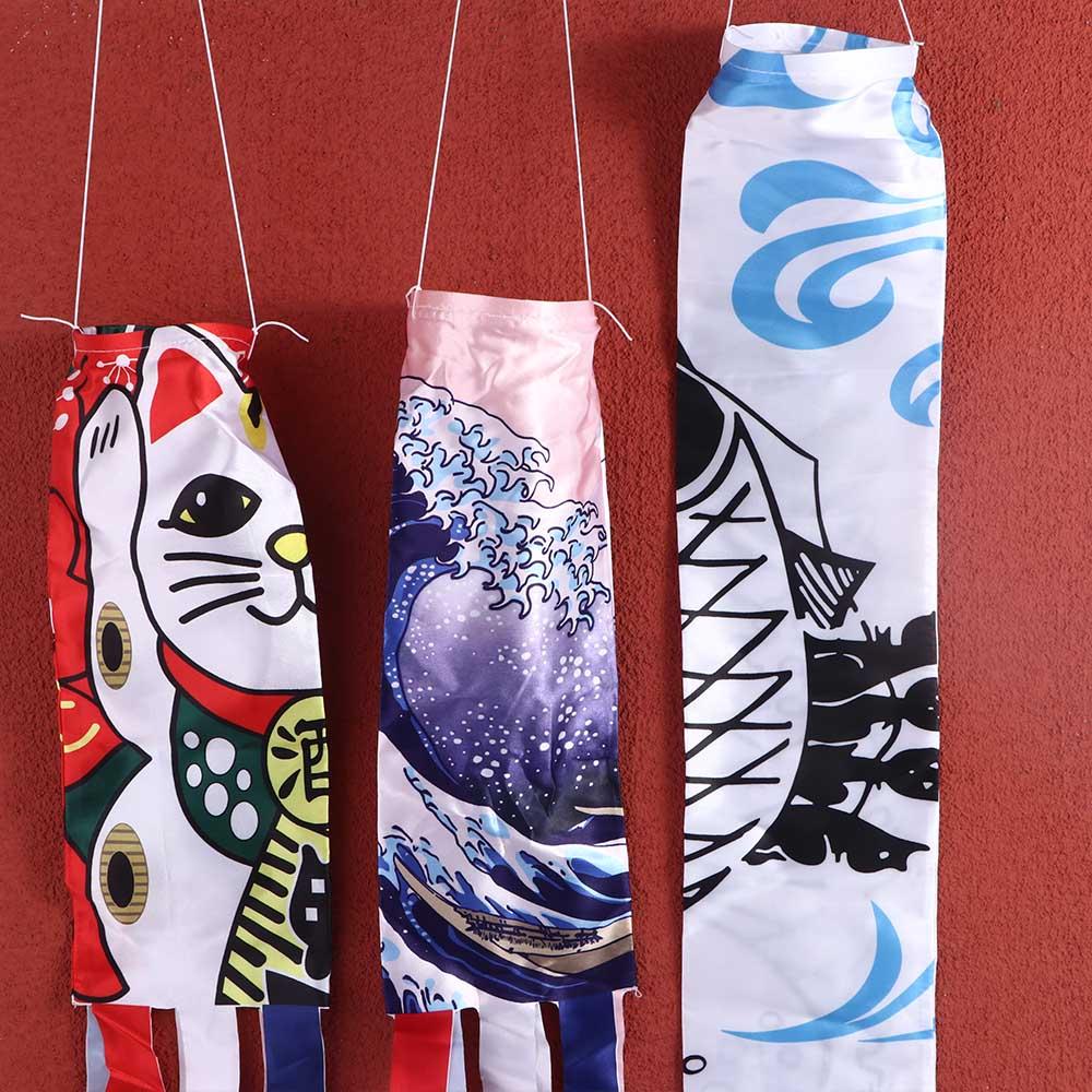 Japanese Style Outdoor Yard Decor Wind  Streamer Carp Flag Windsock Hanging Decorations Wind Chimes