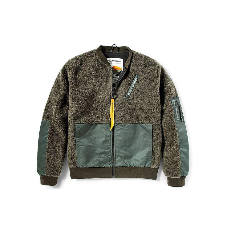 

Timberland Color Block Sherpa Warm Casual Jacket Men jackets Green A2CEY-U31 XXL