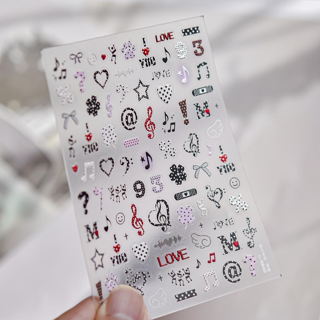 5D Graffiti Punk Nail Art Sticker Dark Star Skull Plaid Polka Dot Spiral Mini Circle Self-adhesive Manicure Decoration