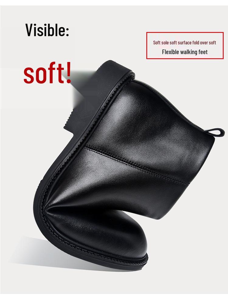 Men's British Style Genuine Leather Chelsea Boots - Autumn/Winter Mid-Cut, Plus Velvet, Warm, Trendy, High-Top, All-Match.