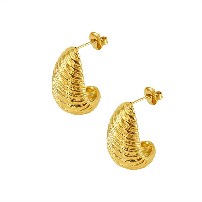 18K Gold-Plated Irregular Spiral Stainless Steel Earrings for Women