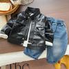 Boys Faux Leather Jacket Spring Autumn Thin Coat Kids Cool Outfit Set Baby Fashion Outerwear