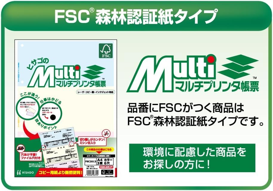Hisago A4 Blank Paper, 2-Sided, 4-Hole, FSC2003, 00069421 (Set of 2)