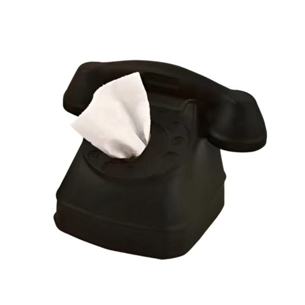 

Creative Telephone Tissue Box Cartoon Napkin Storage Case Luxury Pull-out Tissue Container Toilet чёрный