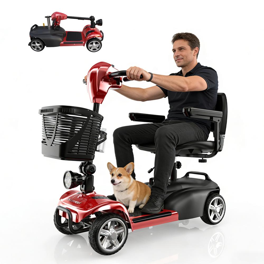 iScooter X02 Four-Wheel Scooter Suitable For Seniors/Disabled People 8KM/H 250W Motor 24V 12AH Battery Range 20KM Foldable Electric Scooter