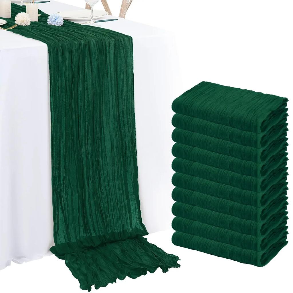 Set of 10 Gauze Wedding Table Runner 40x275cm Cream Semi-Sheer Cheesecloth Christmas Dining Party Arches Cake Table Decor