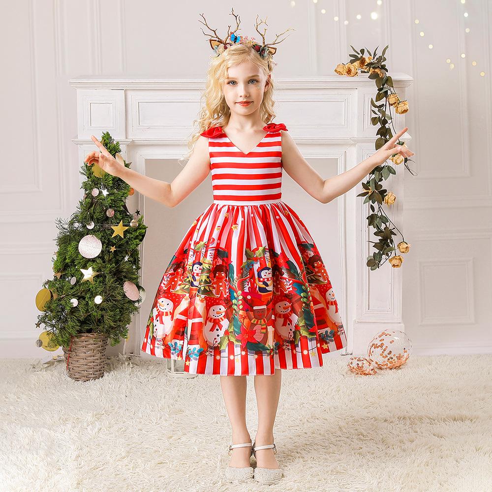 2025 European & American Christmas Santa Claus Girls' Puffy Princess Dress