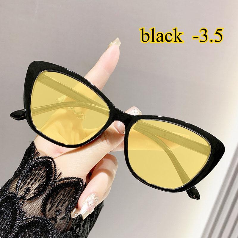 Fashion Night Vision Glasses Men Women Trendy Cat Eye Yellow Lens Myopia Glasses Vintage Near Sight Eyeglasses For Driving