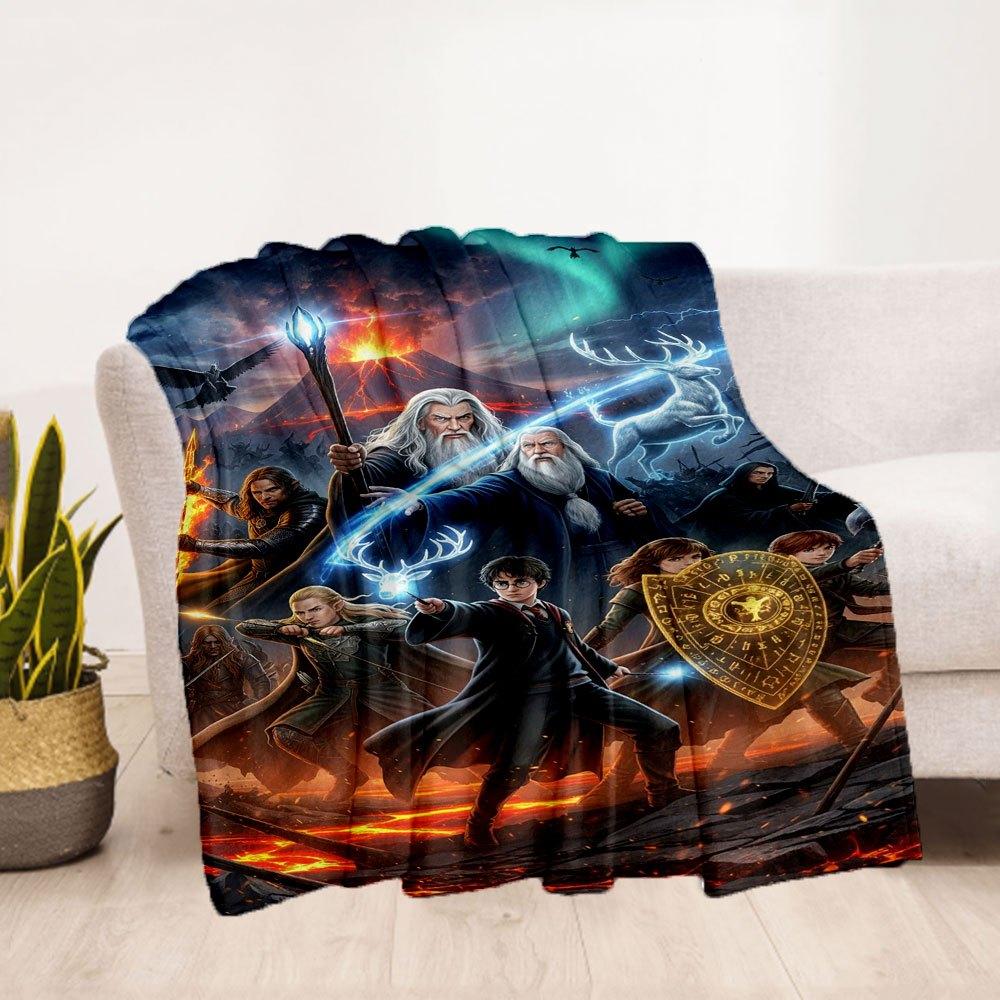 Fantasy Heroes: Epic Adventure Poster PrintBlanket Flannel Throw Blanket for Sofa, Bed, Travel, Camping, Office, Couch, Chair