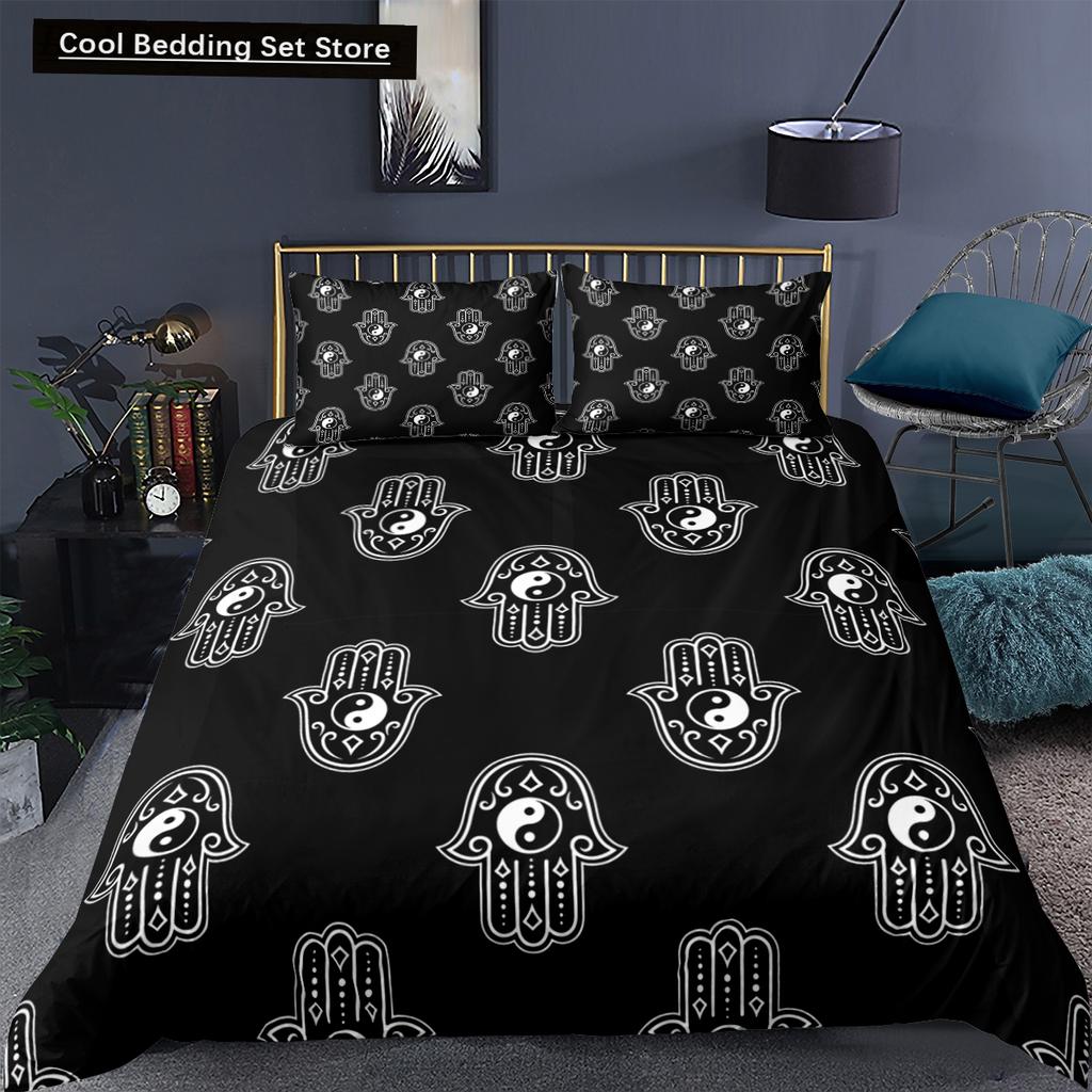 Yin Yang King Queen Duvet Cover Mandala Bohemian Bedding Set Retro Lotus Tai Chi Bagua Comforter Cover Chinoiserie Quilt Cover