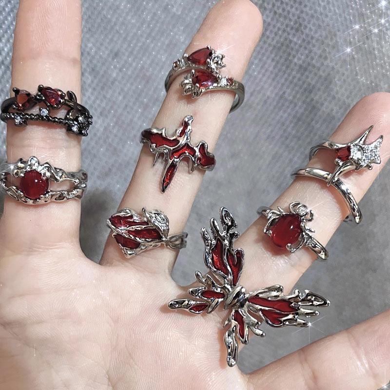 Neutral‑Style Index‑Finger Ring European American Punk Cross Butterfly Motif Personality Sweet‑Cool Unique Adjustable Decorative Ring