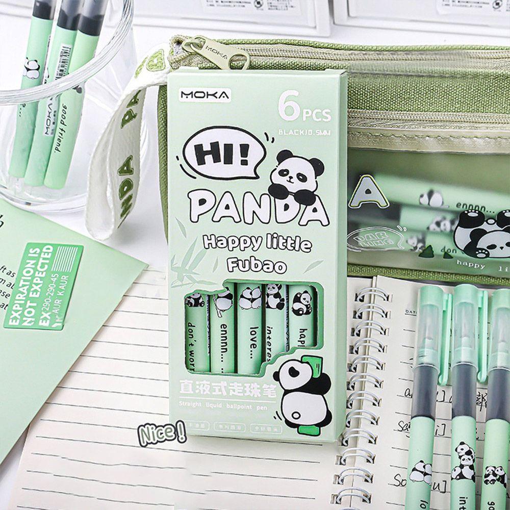 6Pcs/lot Panda Capybara Gel Pen 0.5mm Black Pen Press Erasable Pen  School Office Writing Stationery