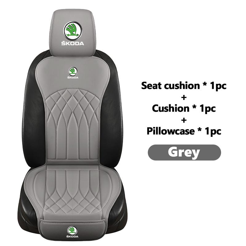 ADZ1 Car Seat Cushion Pad Leather Seat Cover Decoration Dust Proof Interior Accessories For Skoda Fabia Kodiaq Kamiq Superb Yeti