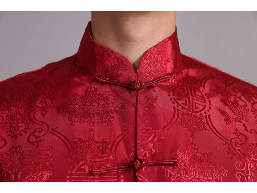 Men's Reversible Tang Suit Top - Retro Chinese Style, Stand Collar, Frog Button, Long Sleeve Outerwear