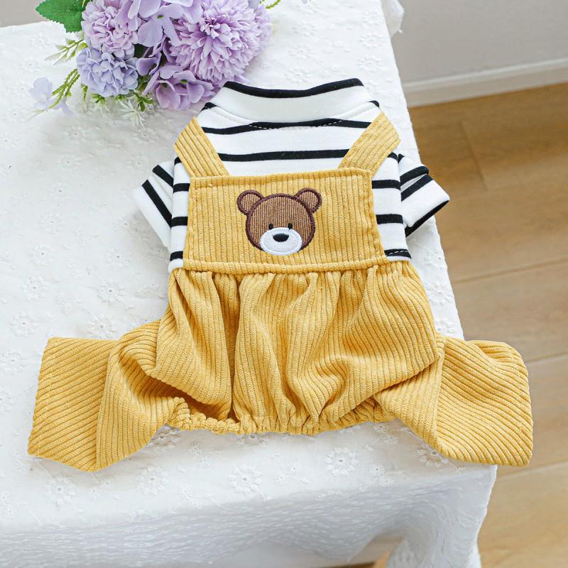 Pet Winter Warm Harness Pants Small Dogs Puppies Soft Cotton Comfortable Bear-Style Outfit