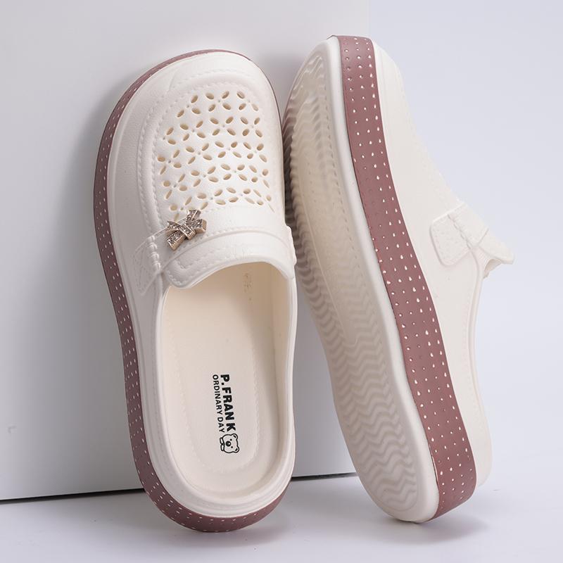 Fashion Kidmi Summer Women Slippers New EVA Round Head Clogs Flat Closed-toe Slippers Beach Slippers Thick Soles Slides Fitted Women Men