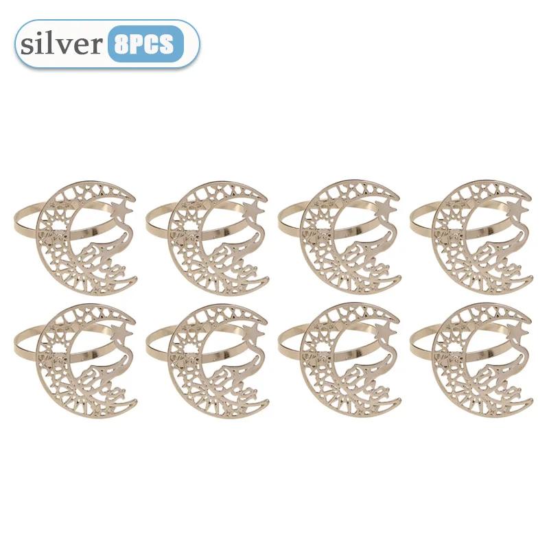 Ramadan Festive Tableware Elegant Crescent Napkin Rings Metal Cut Out Design for Eid Mubarak Wedding Party Decorations Gift Idea