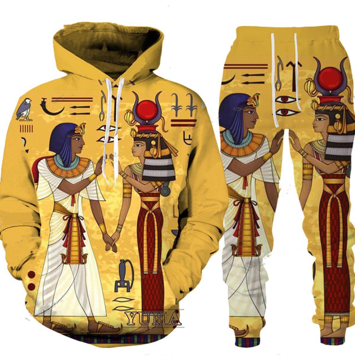Весна-Осень Древний Египет Глаз Гора Бога 3D принт мужская толстовка и брюки комплект — фото 10