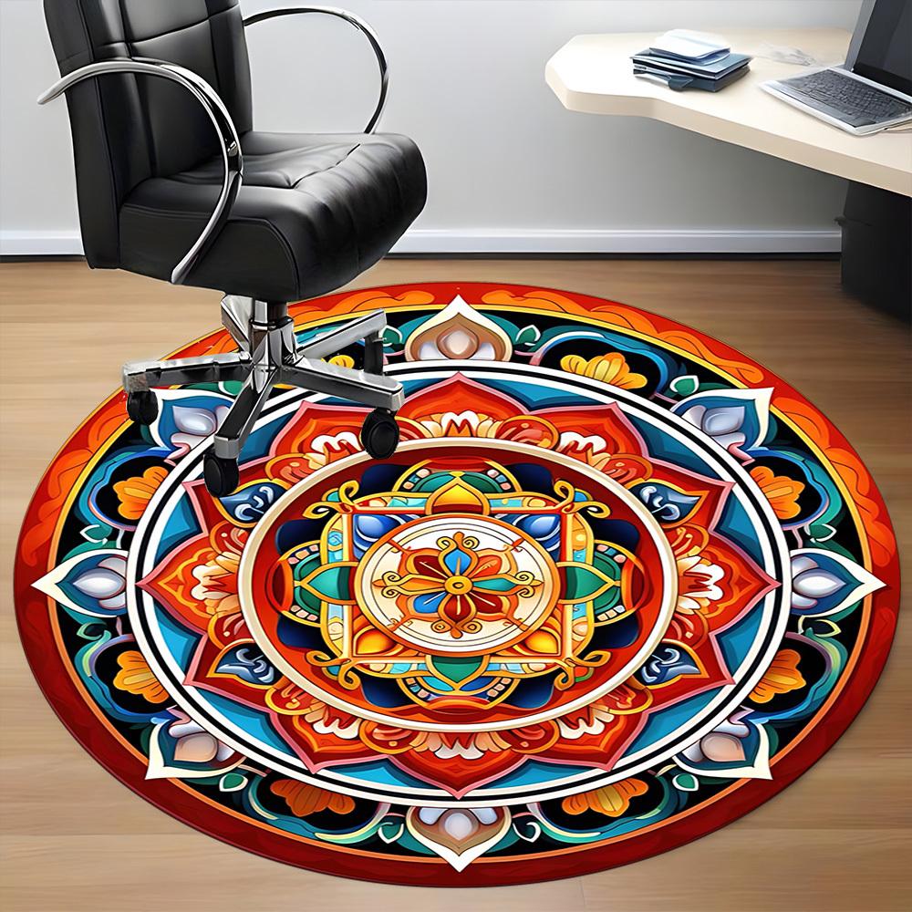 1pc Mandala Art Chair Carpet for Office Non-Slip, Machine Washable Rug for Office - Holiday DecorMachine Made yy251029009
