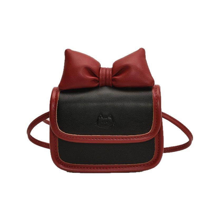2025 Spring New Contrasting Color Bag Fashionable Sweet Style Girl Bow Shoulder Messenger Bag Mini Change Bag