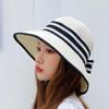 WTEMPO Women's Striped Bow Simple Elegant Casual Breathable Sun Hats Summer Large Brim Versatile Sun Protection Outdoor Bucket Hats
