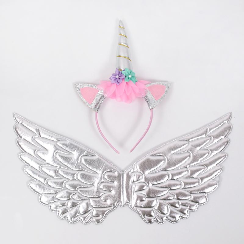 Regenboog Eenhoorn Engelenvleugels Haarband Voor Meisjes Eenhoorn Thema Verjaardagsfeest Decoratie Benodigdheden Kinder Cadeau Fee Cosplay Requisieten
