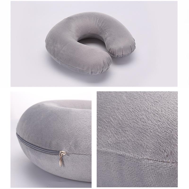 Promotional Inflatable U-Shaped Travel Neck Pillow with Plush Outerwear