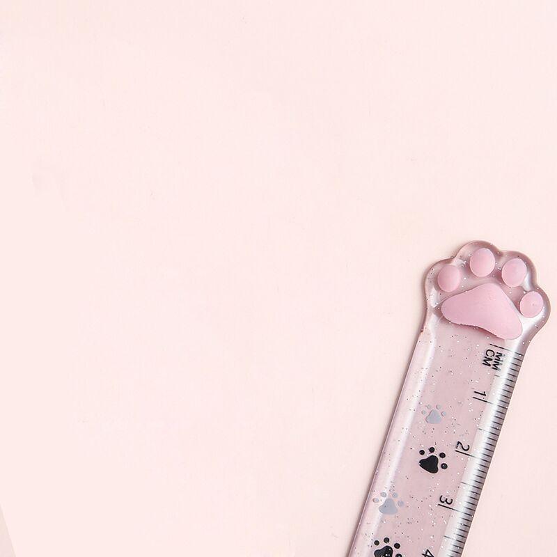 1PC Simpatico Righello Dritto in Plastica a Forma di Zampa di Gatto Kawaii Materiale Scolastico e da Ufficio Accessori per Planner Premio Studente