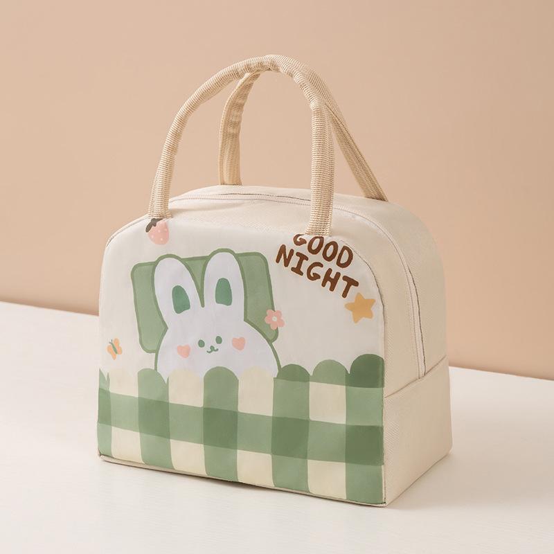 Compact Insulated Bento Lunch Bag with Thickened Aluminum Foil - Cute Cartoon Design for Students